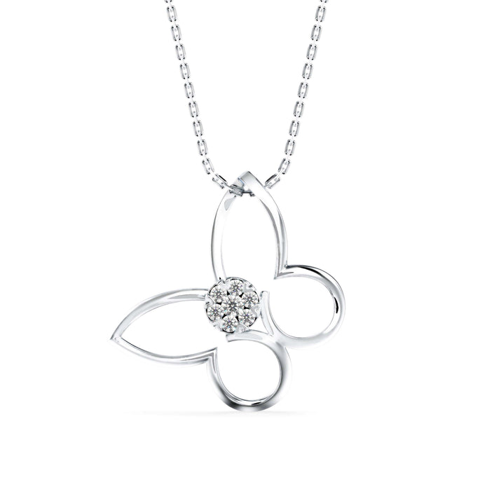 0.08Ct Butterfly Cluster Lab-Grown Diamond Gold Pendant Necklace