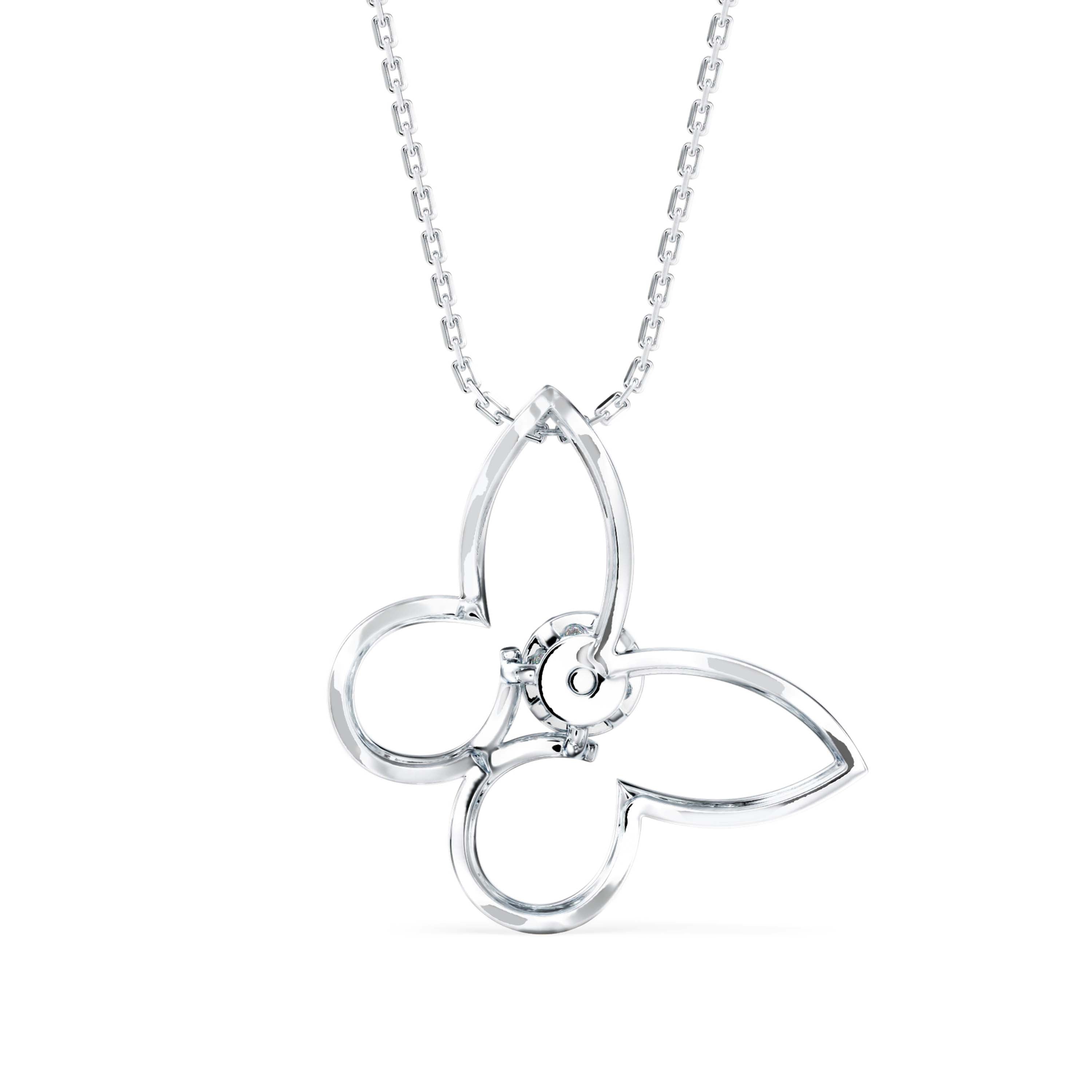 0.08Ct Butterfly Cluster Lab-Grown Diamond Gold Pendant Necklace