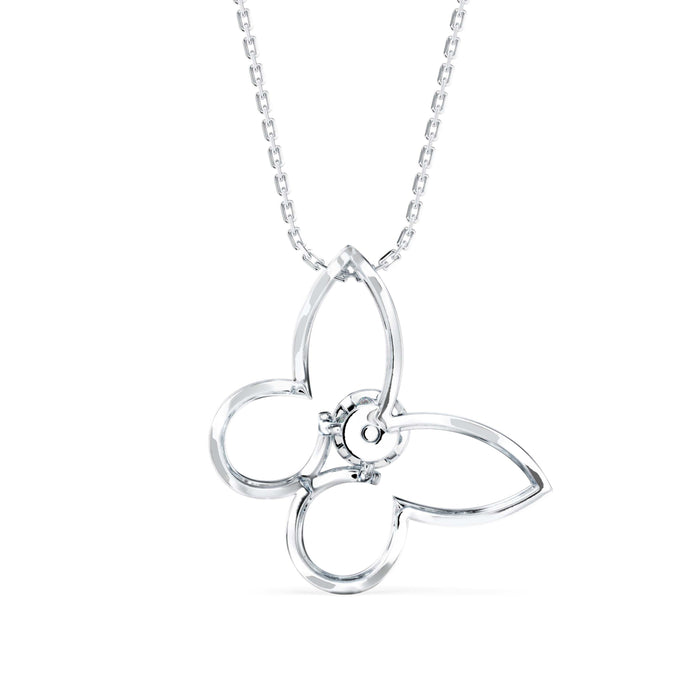 0.08Ct Butterfly Cluster Lab-Grown Diamond Gold Pendant Necklace