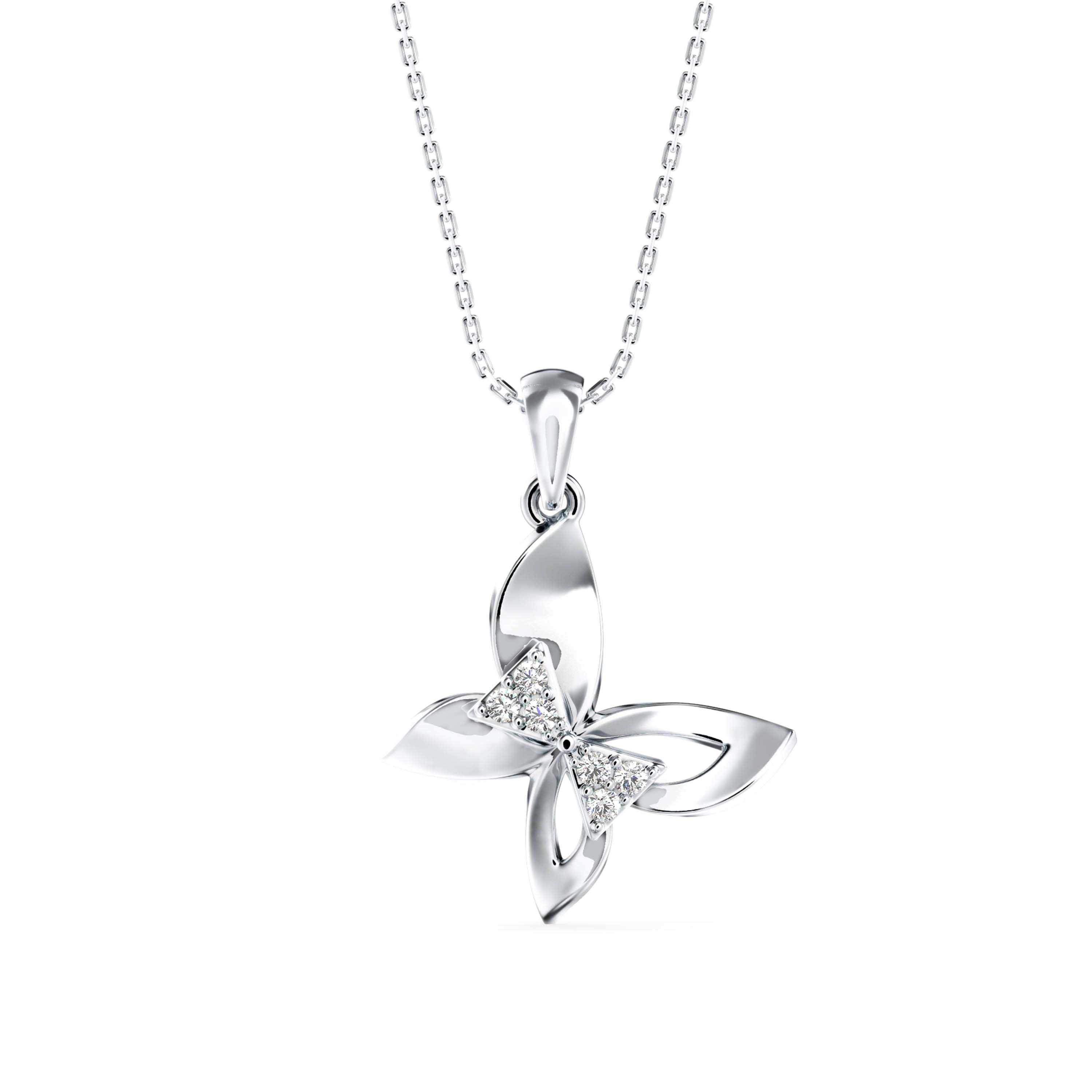 0.09Ct Bow Butterfly Prong Lab-Grown Diamond Gold Pendant Necklace