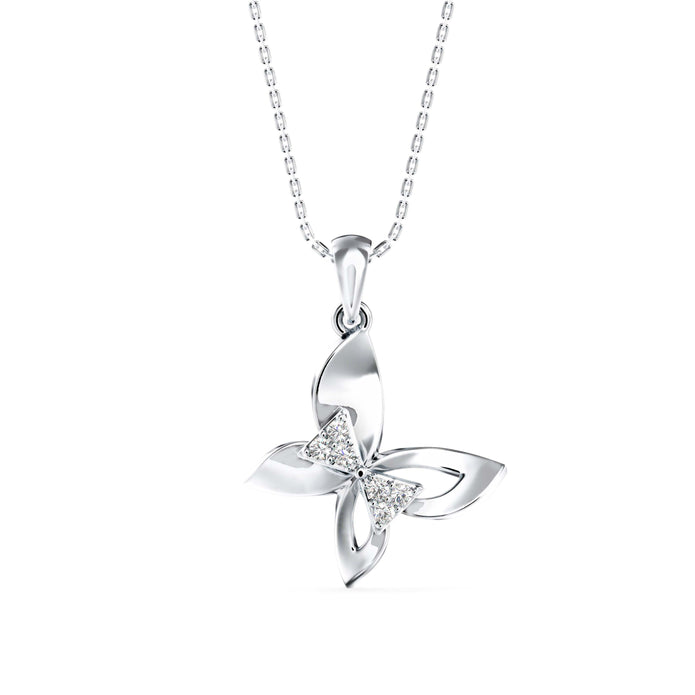 0.09Ct Bow Butterfly Prong Lab-Grown Diamond Gold Pendant Necklace