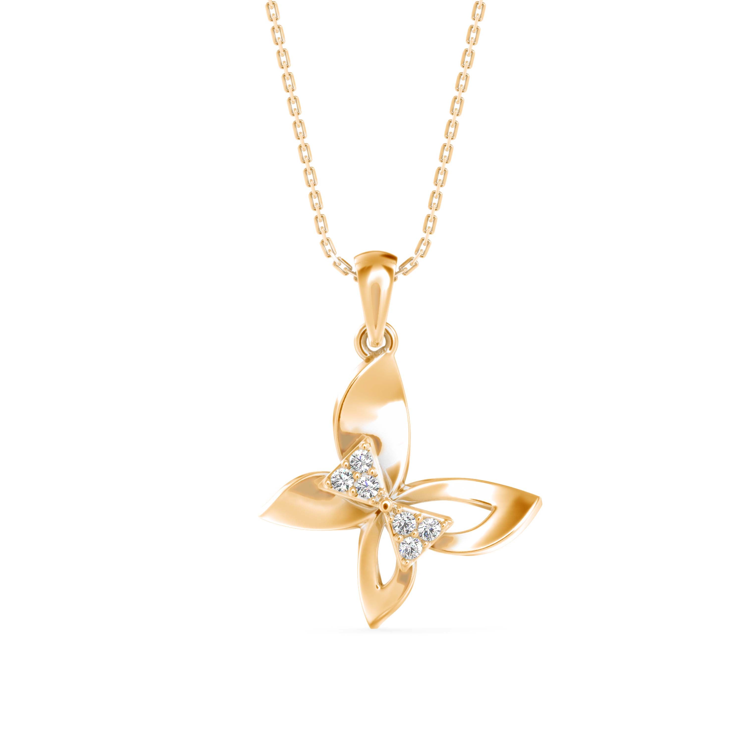 0.09Ct Bow Butterfly Prong Lab-Grown Diamond Gold Pendant Necklace