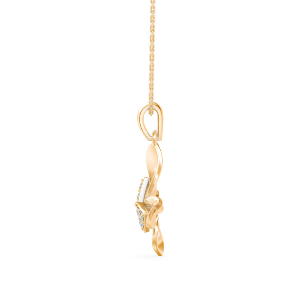 0.09Ct Bow Butterfly Prong Lab-Grown Diamond Gold Pendant Necklace