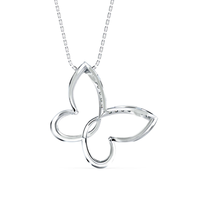 0.18Ct Butterfly Pave Lab-Grown Diamond Gold Pendant Necklace