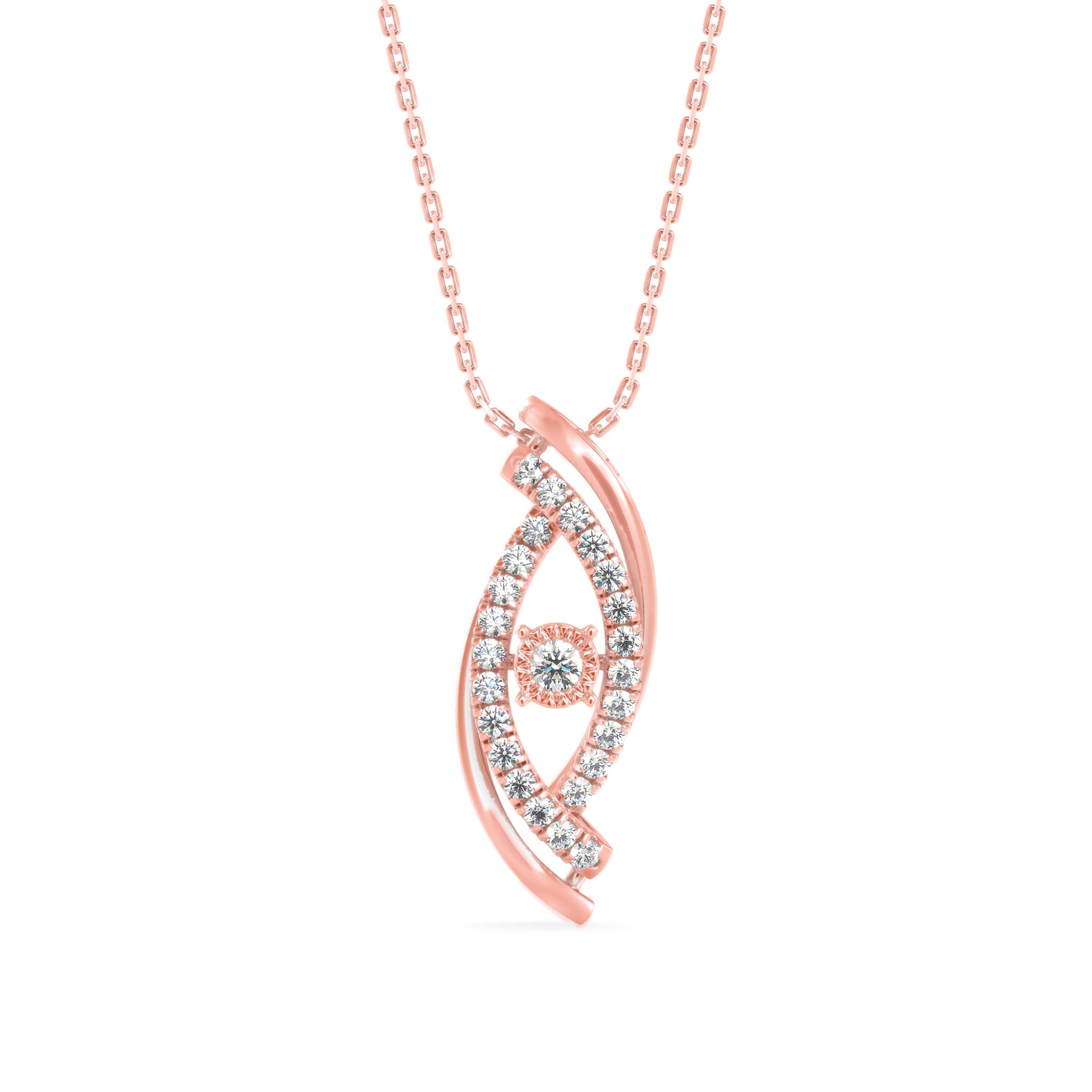 0.24Ct Evil Eye Prong Lab-Grown Diamond Gold Pendant Necklace