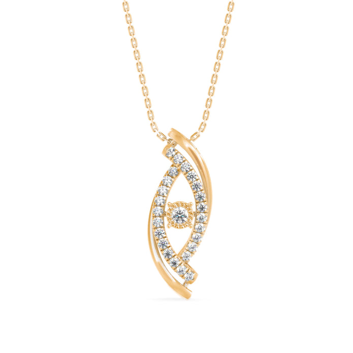 0.24Ct Evil Eye Prong Lab-Grown Diamond Gold Pendant Necklace