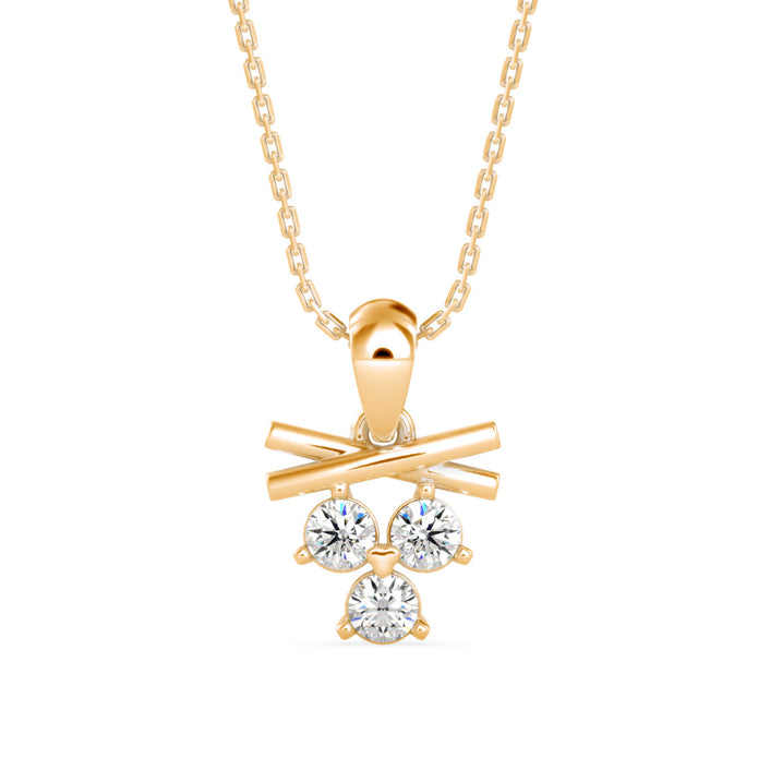0.30Ct Round Three Stone Lab-Grown Diamond Gold Pendant Necklace