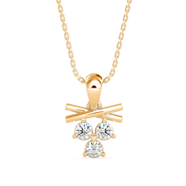 0.30Ct Round Three Stone Lab-Grown Diamond Gold Pendant Necklace