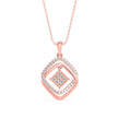 0.34Ct Double Square Halo Design Lab-Grown Diamond Gold Pendant Necklace