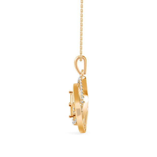 0.34Ct Double Square Halo Design Lab-Grown Diamond Gold Pendant Necklace
