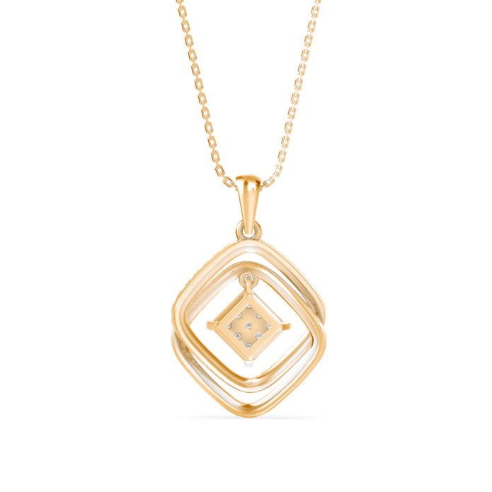 0.34Ct Double Square Halo Design Lab-Grown Diamond Gold Pendant Necklace