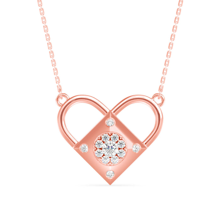 0.25Ct Heart Shape Cluster Lab-Grown Diamond Gold Pendant Necklace