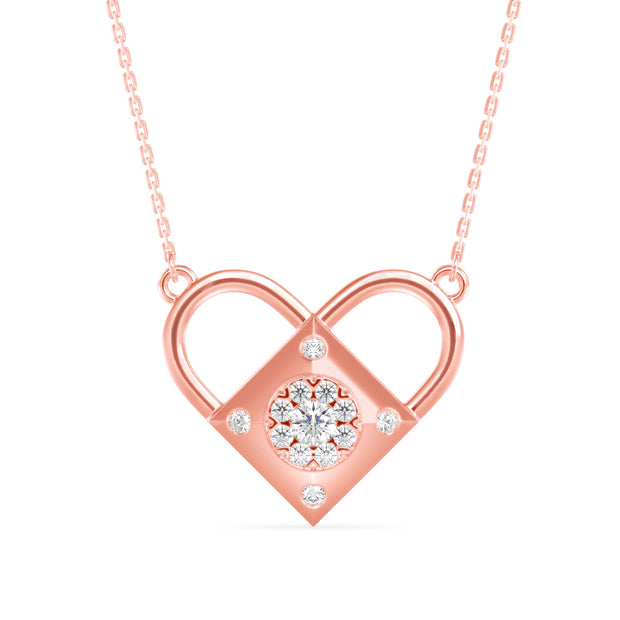 0.25Ct Heart Shape Cluster Lab-Grown Diamond Gold Pendant Necklace
