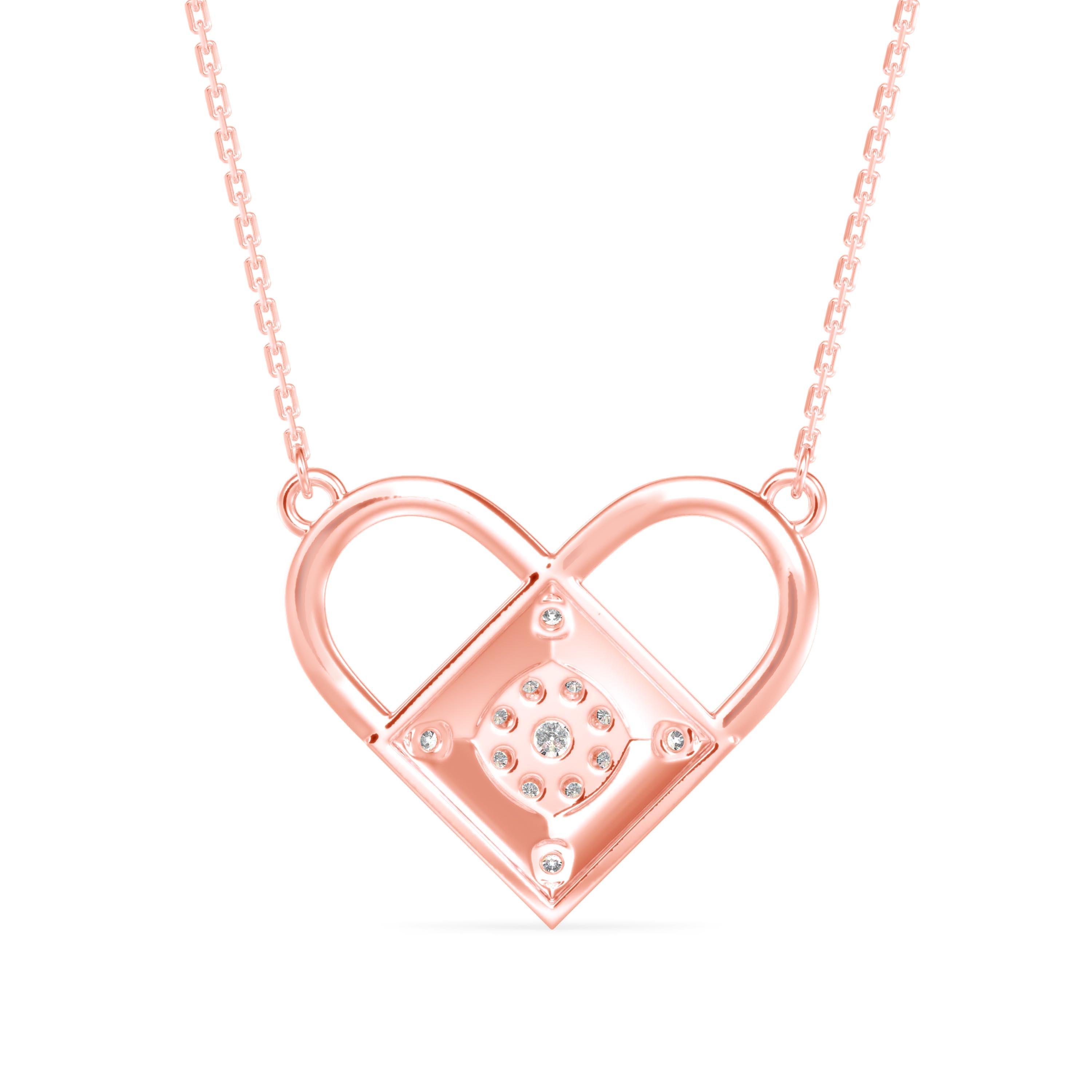 0.25Ct Heart Shape Cluster Lab-Grown Diamond Gold Pendant Necklace