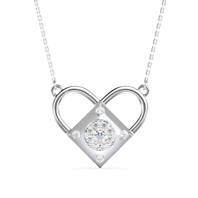 0.25Ct Heart Shape Cluster Lab-Grown Diamond Gold Pendant Necklace