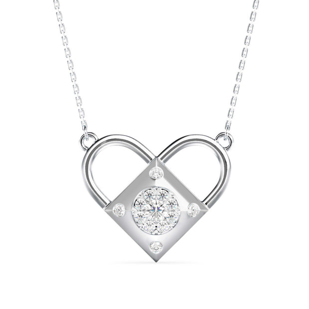 0.25Ct Heart Shape Cluster Lab-Grown Diamond Gold Pendant Necklace