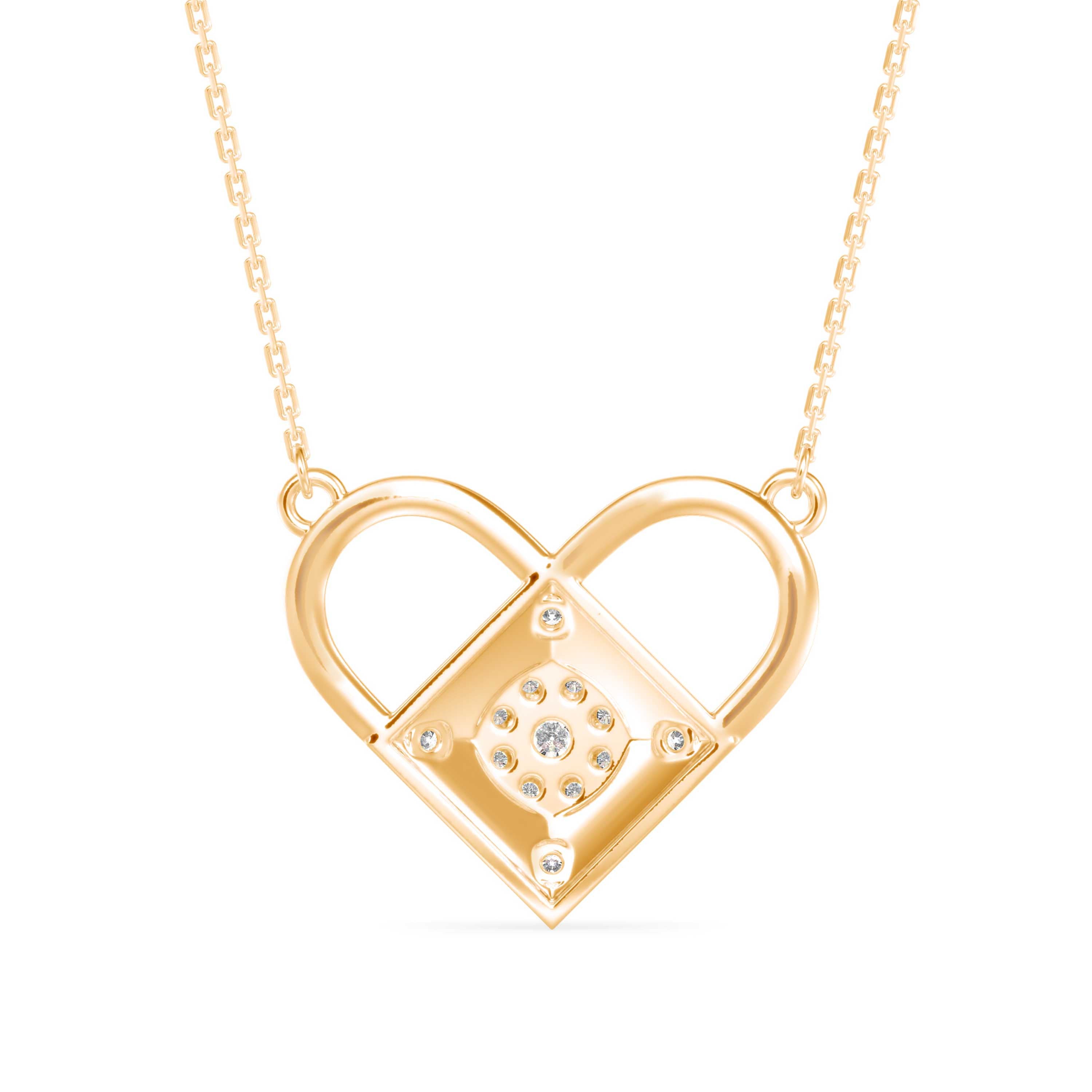 0.25Ct Heart Shape Cluster Lab-Grown Diamond Gold Pendant Necklace