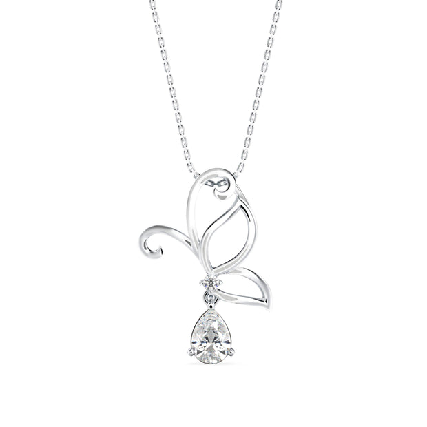 0.68Ct Butterfly Teardrop Lab-Grown Diamond Gold Pendant Necklace