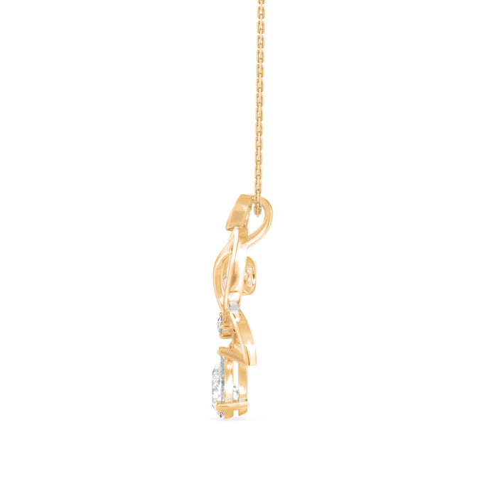 0.68Ct Butterfly Teardrop Lab-Grown Diamond Gold Pendant Necklace