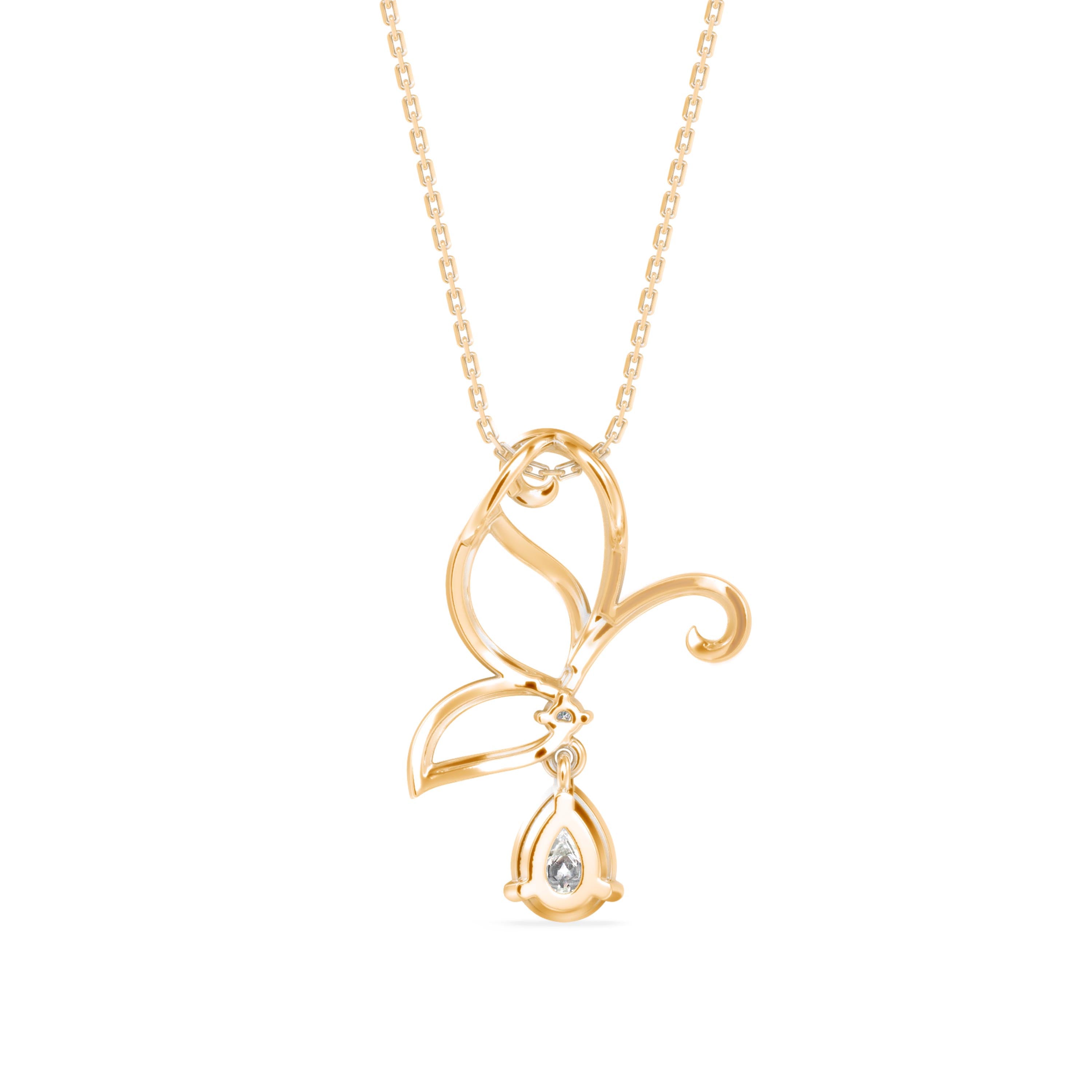 0.68Ct Butterfly Teardrop Lab-Grown Diamond Gold Pendant Necklace