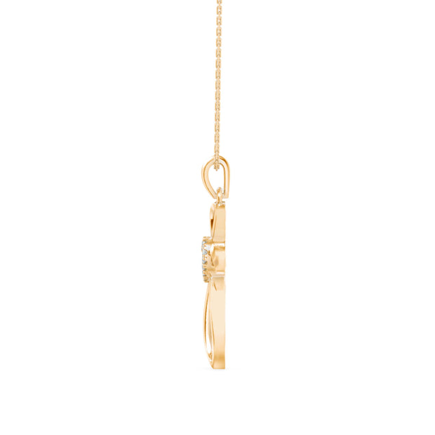 0.07Ct Cross Style Pave Lab-Grown Diamond Gold Pendant Necklace