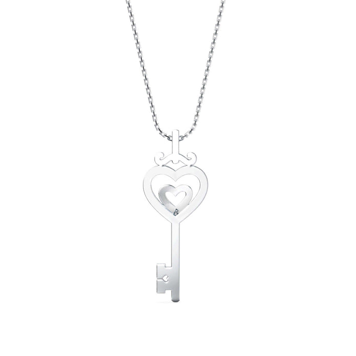 0.12Ct key Shape Pave Lab-Grown Diamond Gold Pendant Necklace