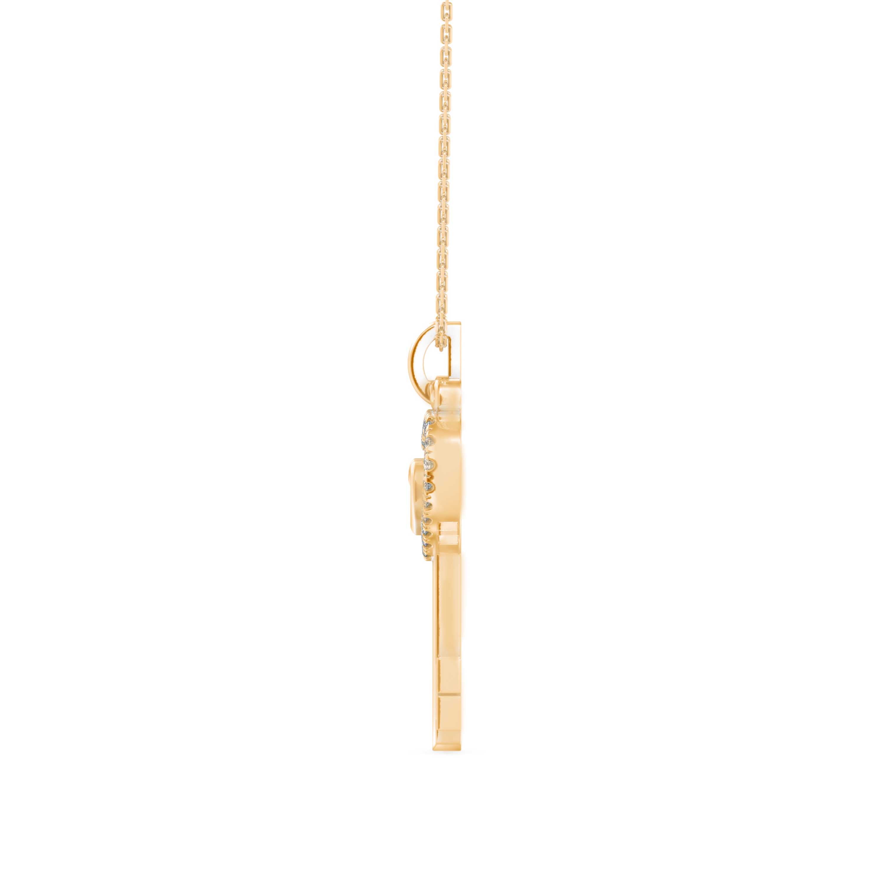 0.12Ct key Shape Pave Lab-Grown Diamond Gold Pendant Necklace