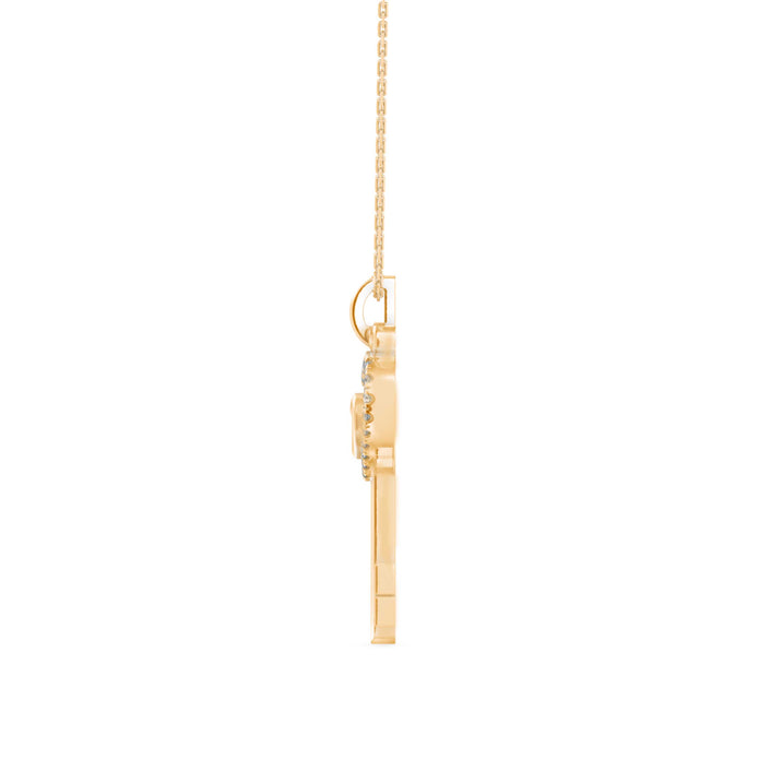 0.12Ct key Shape Pave Lab-Grown Diamond Gold Pendant Necklace