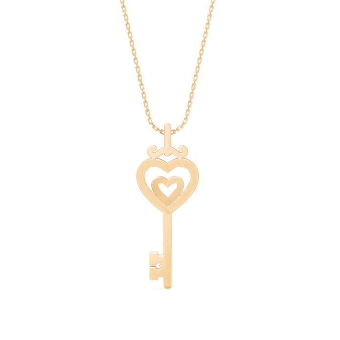0.12Ct key Shape Pave Lab-Grown Diamond Gold Pendant Necklace