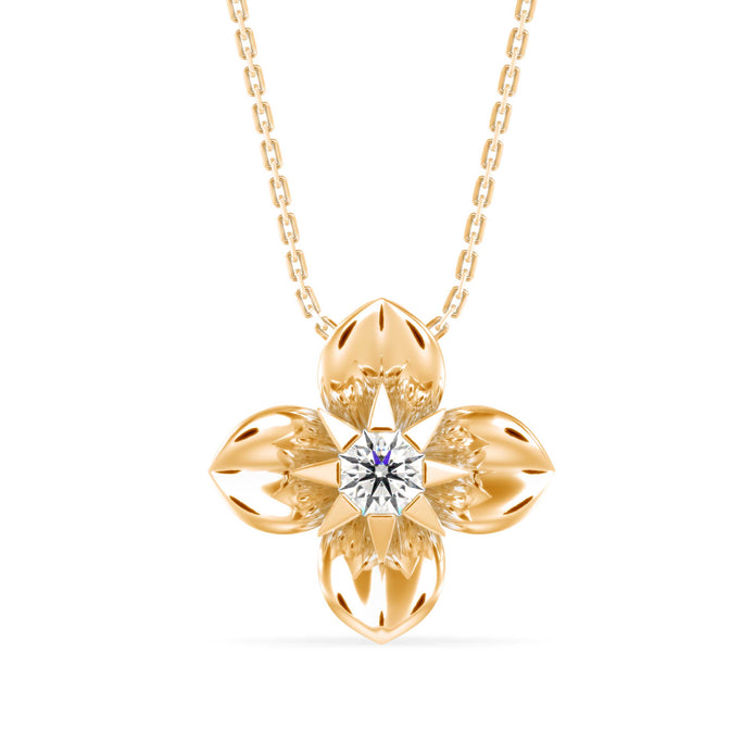 0.24Ct Flower Shape Bezel Lab-Grown Diamond Gold Pendant Necklace