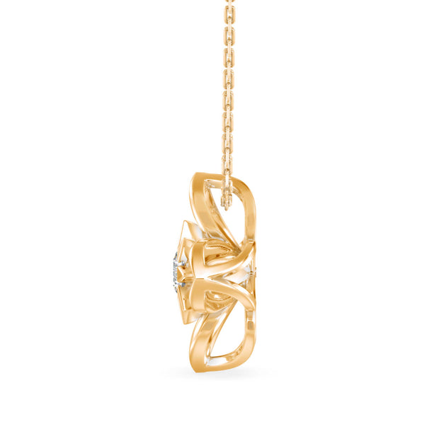 0.24Ct Flower Shape Bezel Lab-Grown Diamond Gold Pendant Necklace