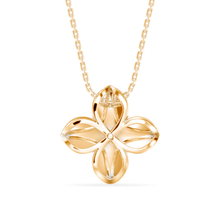 0.24Ct Flower Shape Bezel Lab-Grown Diamond Gold Pendant Necklace