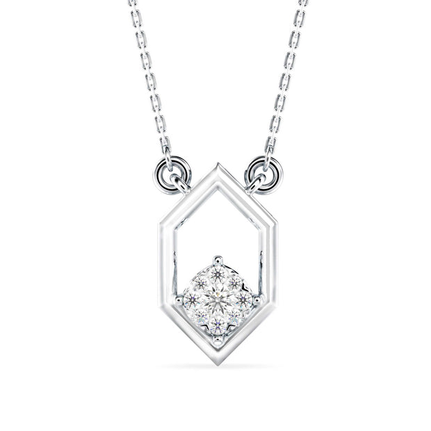 0.13Ct Hexagon Shape Cluster Lab-Grown Diamond Gold Pendant Necklace