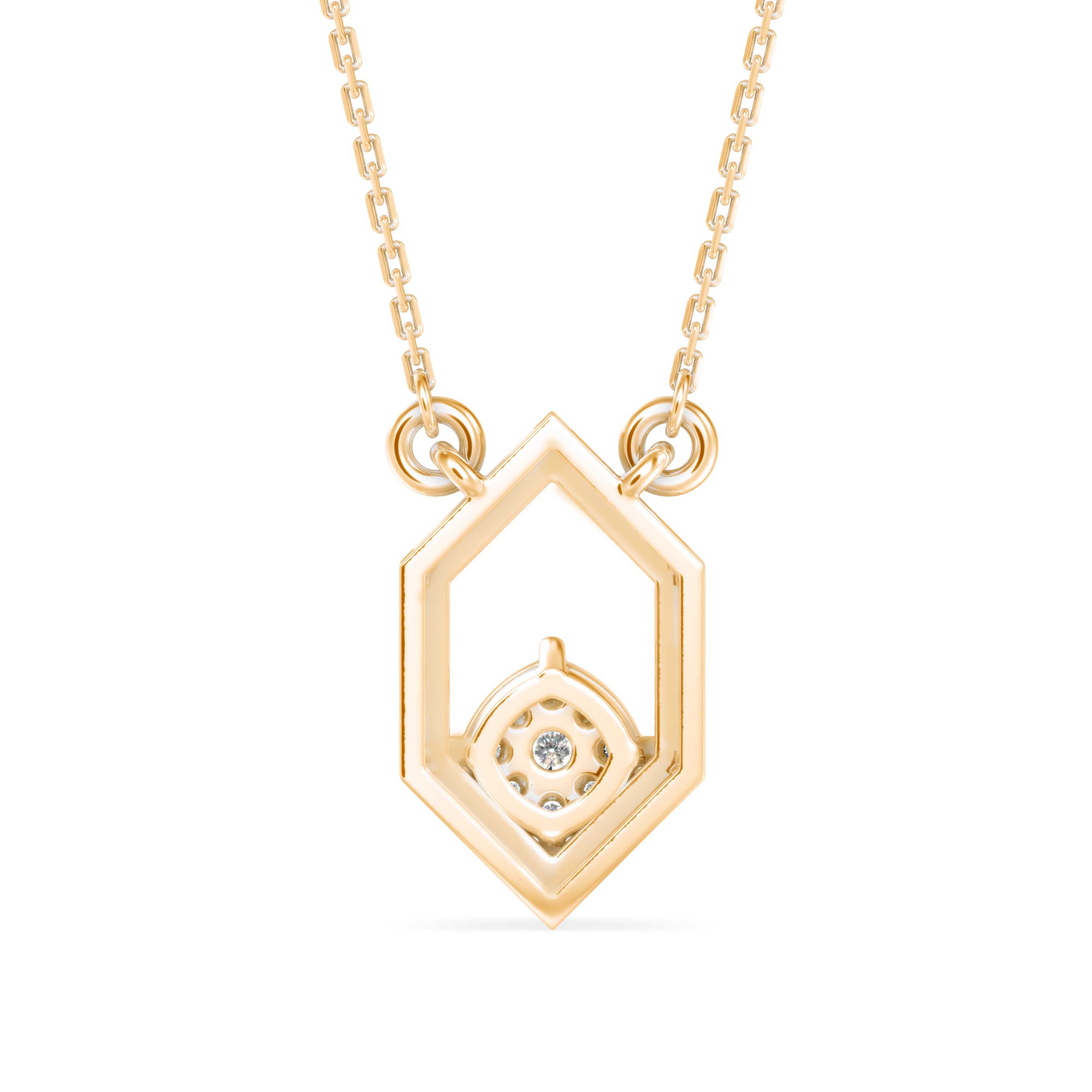 0.13Ct Hexagon Shape Cluster Lab-Grown Diamond Gold Pendant Necklace