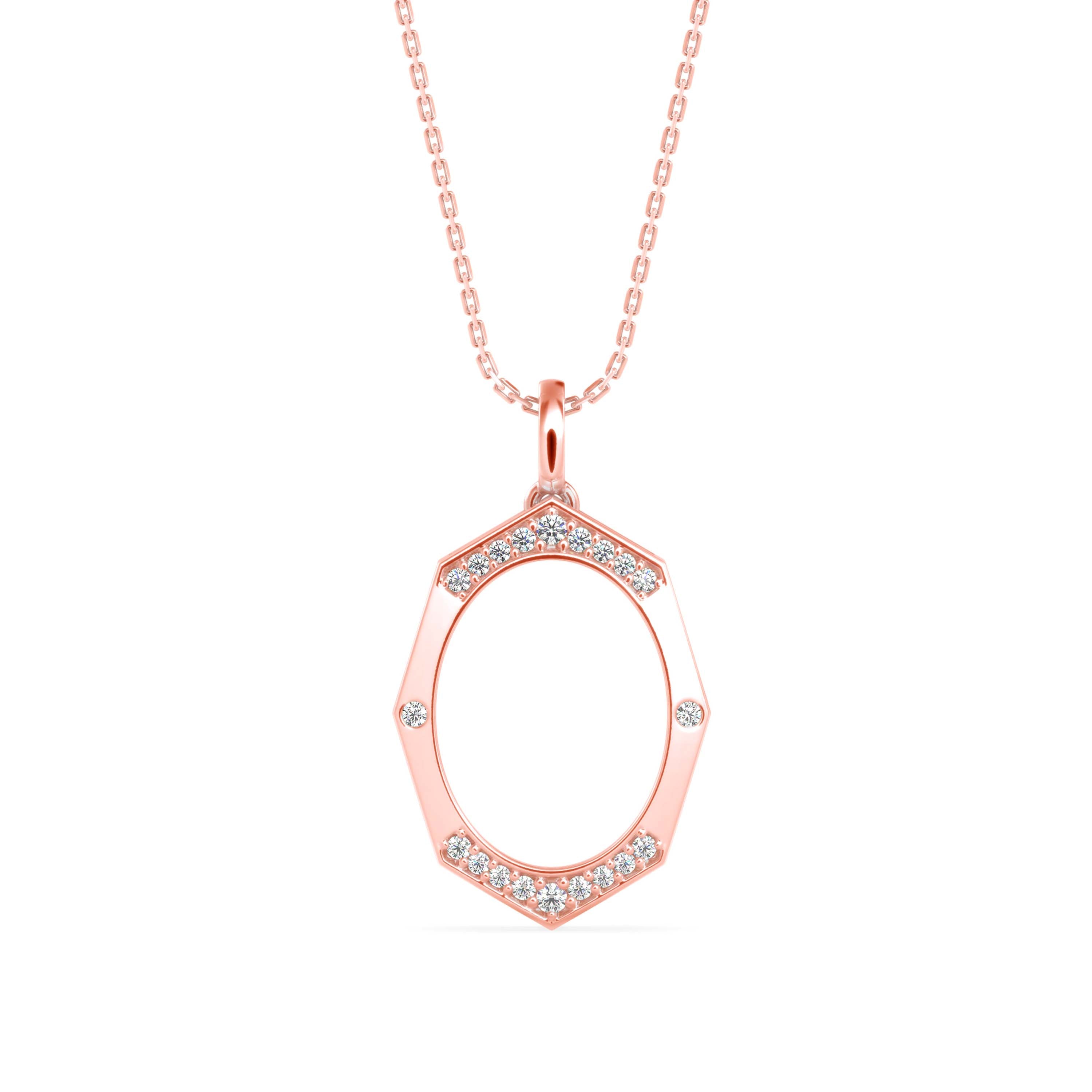 0.14Ct Octagon Style Pave Lab-Grown Diamond Gold Pendant Necklace