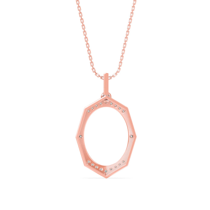 0.14Ct Octagon Style Pave Lab-Grown Diamond Gold Pendant Necklace