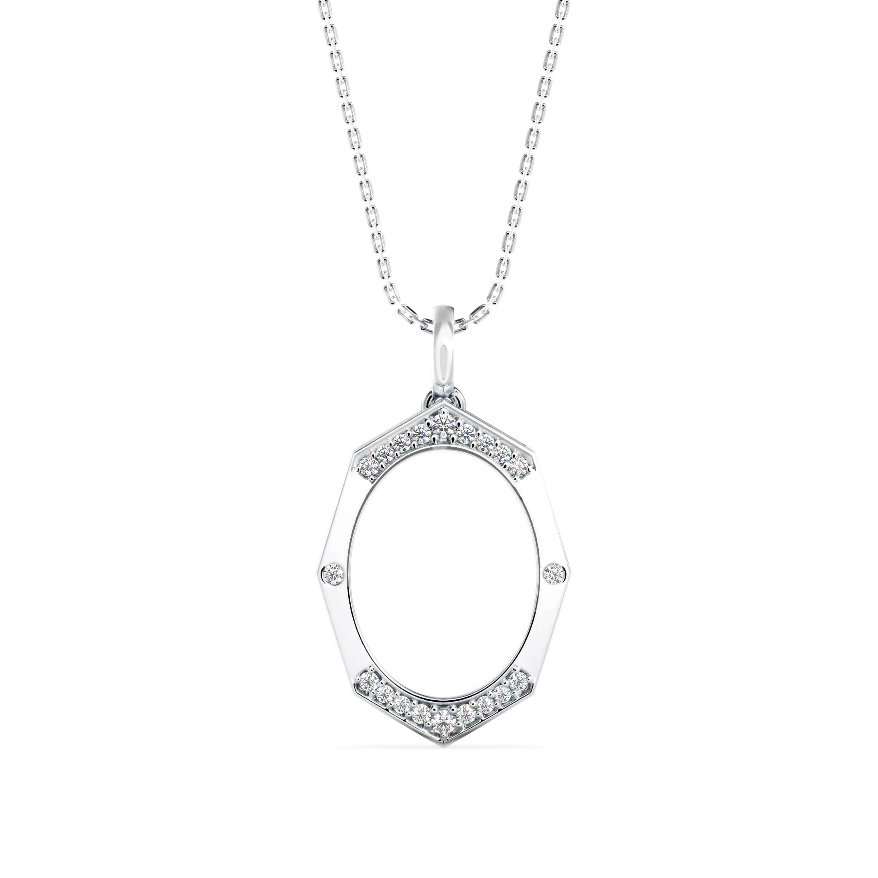 0.14Ct Octagon Style Pave Lab-Grown Diamond Gold Pendant Necklace