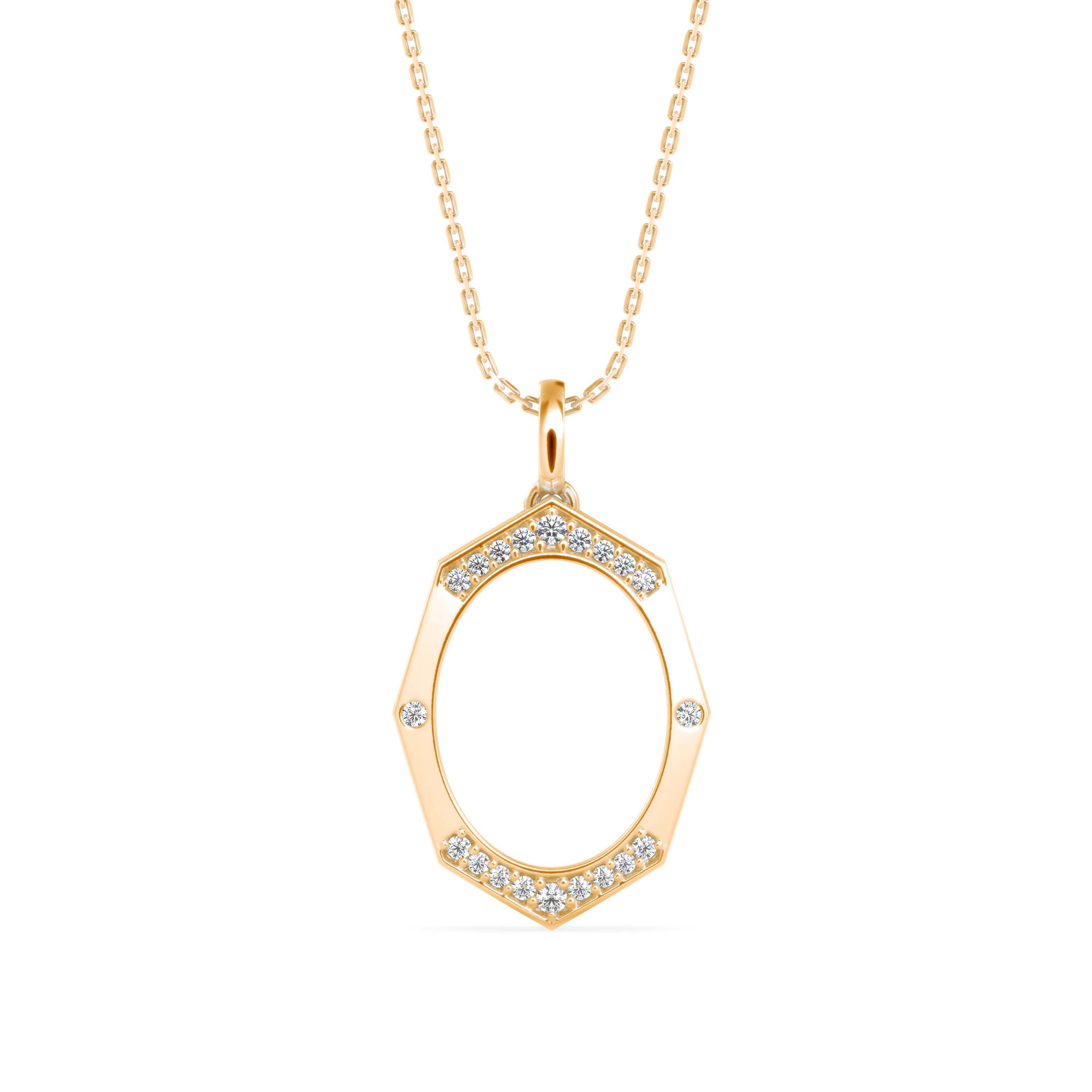0.14Ct Octagon Style Pave Lab-Grown Diamond Gold Pendant Necklace