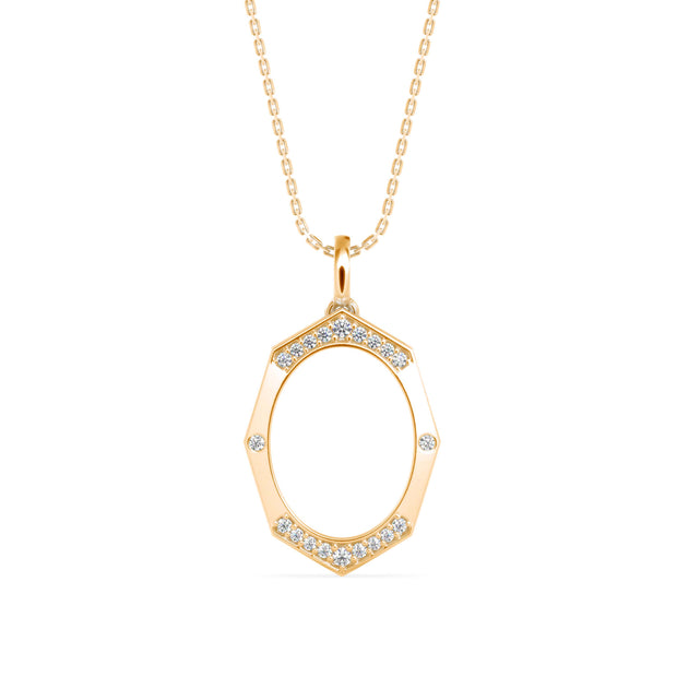 0.14Ct Octagon Style Pave Lab-Grown Diamond Gold Pendant Necklace