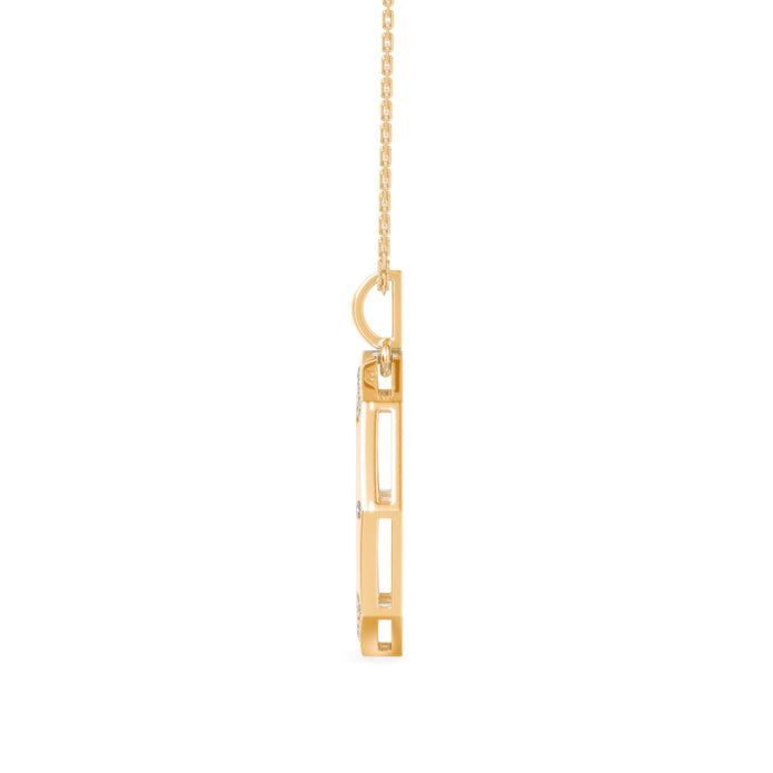 0.14Ct Octagon Style Pave Lab-Grown Diamond Gold Pendant Necklace
