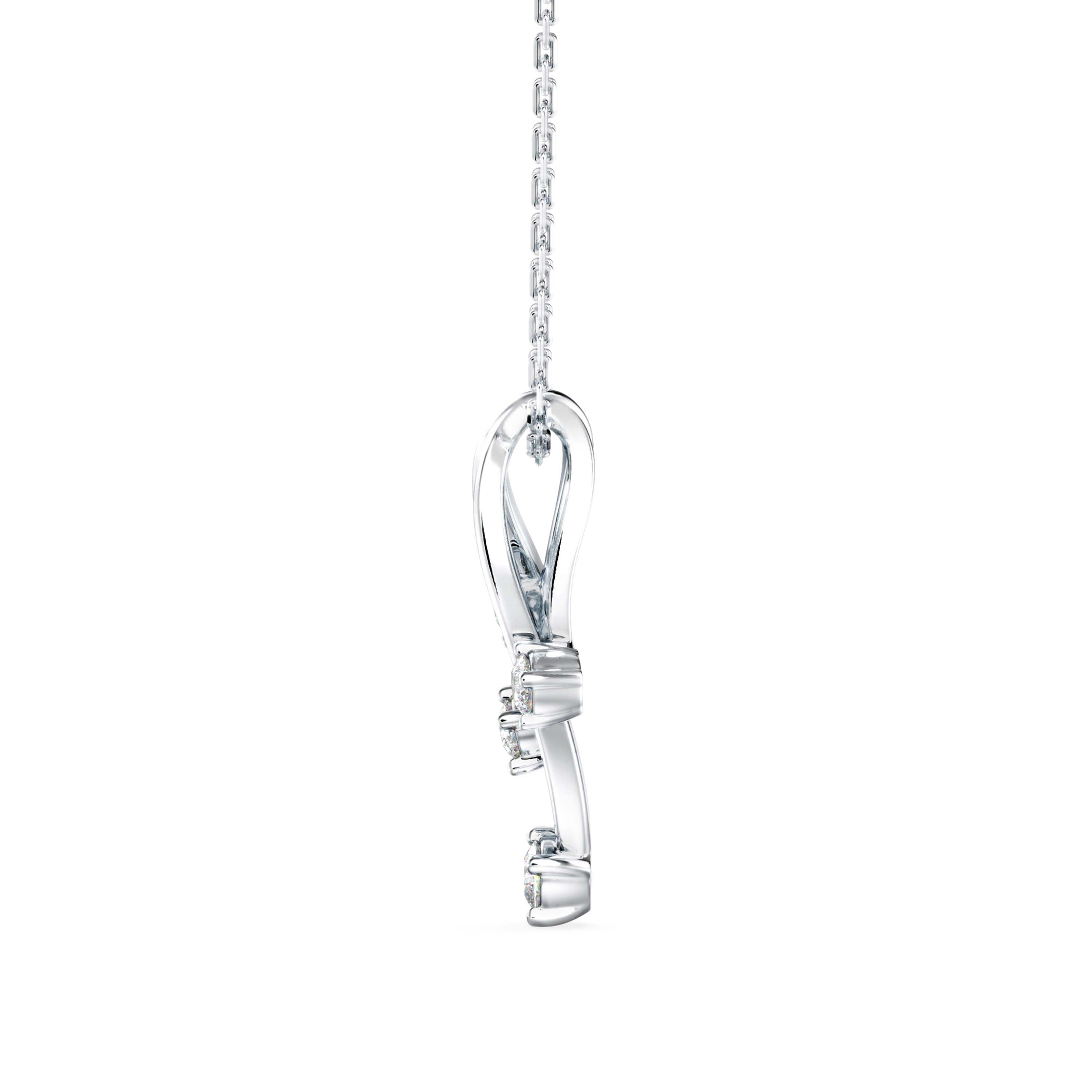 0.17Ct Twisted Designe Prong Lab-Grown Diamond Gold Pendant Necklace
