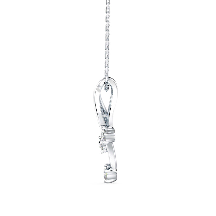 0.17Ct Twisted Designe Prong Lab-Grown Diamond Gold Pendant Necklace