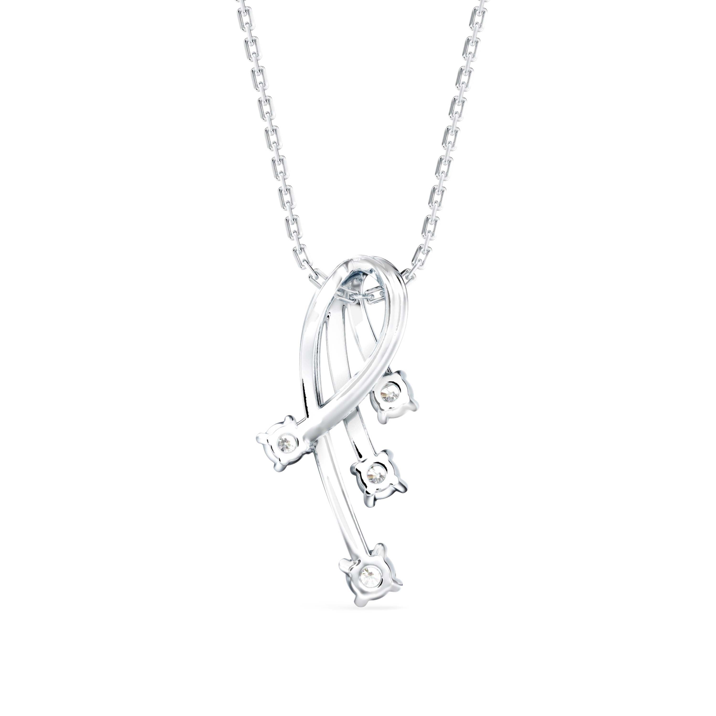 0.17Ct Twisted Designe Prong Lab-Grown Diamond Gold Pendant Necklace