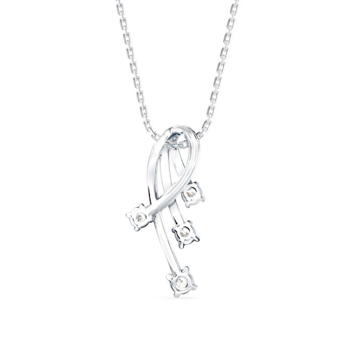 0.17Ct Twisted Designe Prong Lab-Grown Diamond Gold Pendant Necklace