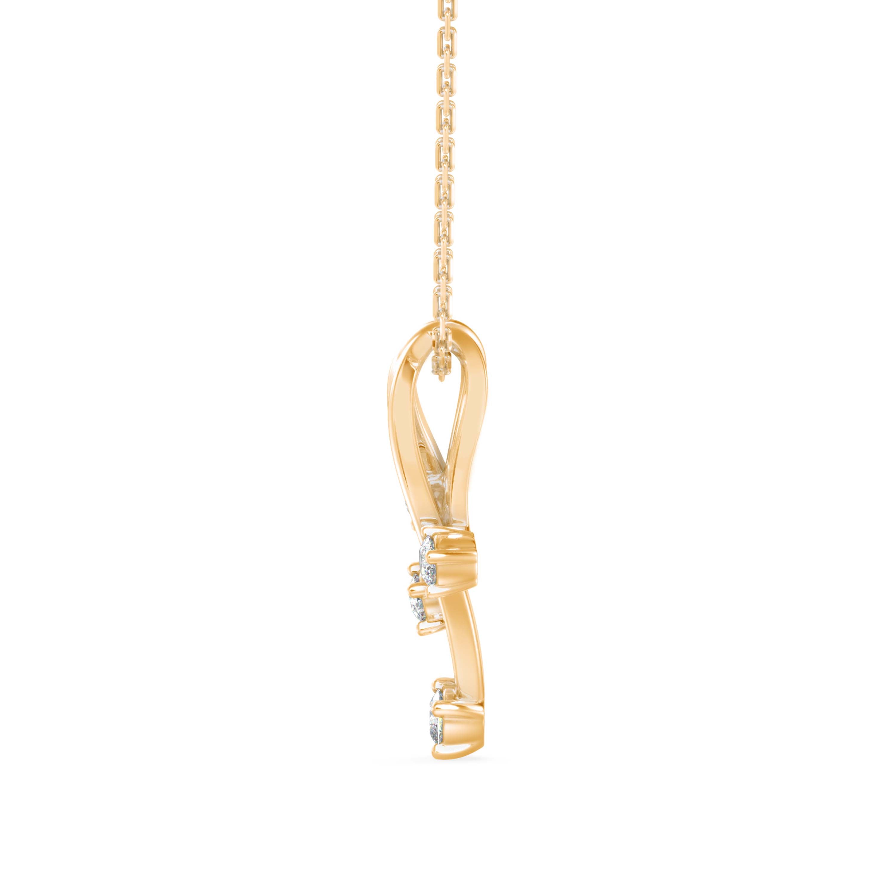 0.17Ct Twisted Designe Prong Lab-Grown Diamond Gold Pendant Necklace