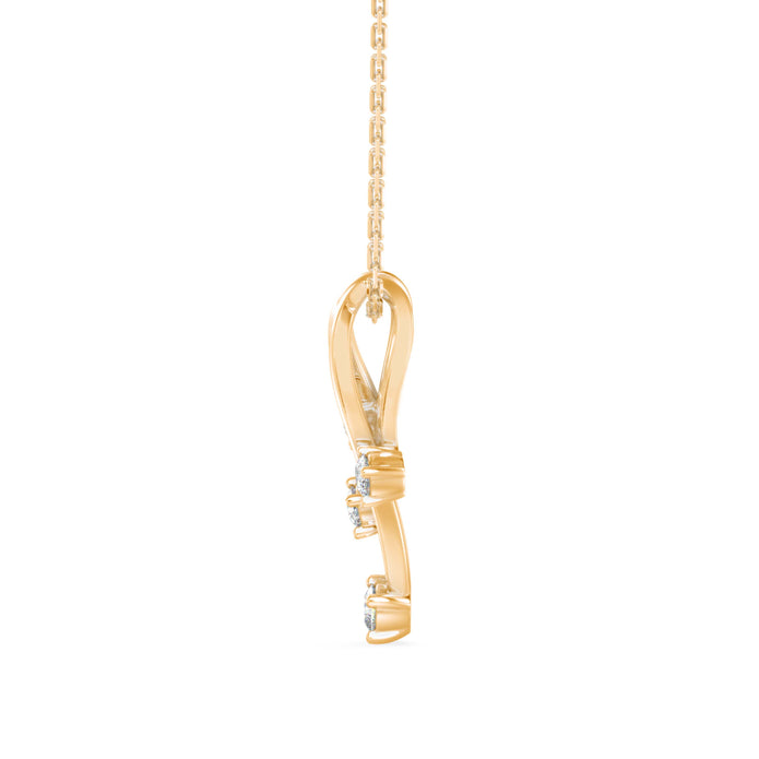 0.17Ct Twisted Designe Prong Lab-Grown Diamond Gold Pendant Necklace