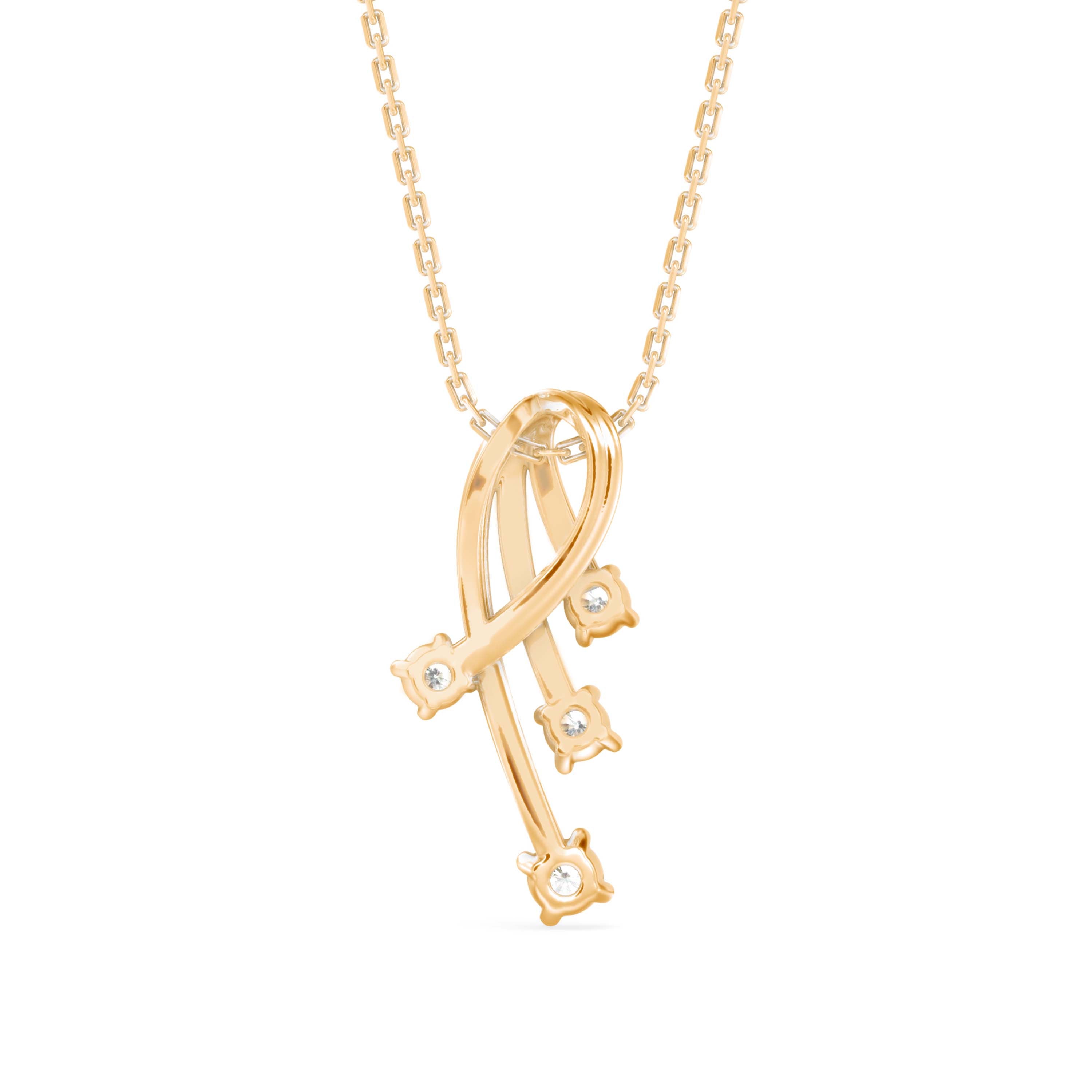 0.17Ct Twisted Designe Prong Lab-Grown Diamond Gold Pendant Necklace