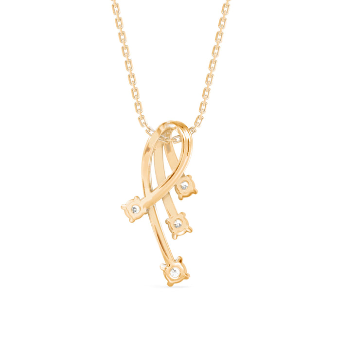 0.17Ct Twisted Designe Prong Lab-Grown Diamond Gold Pendant Necklace