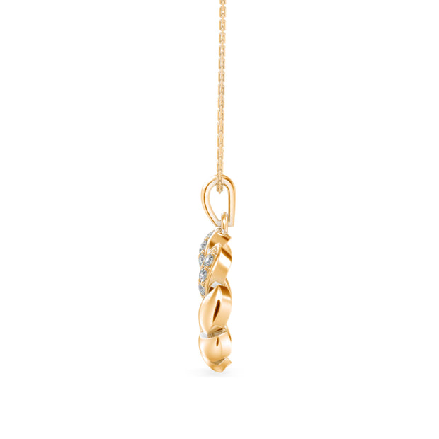 0.20Ct Swirling Circle Design Lab-Grown Diamond Gold Pendant Necklace