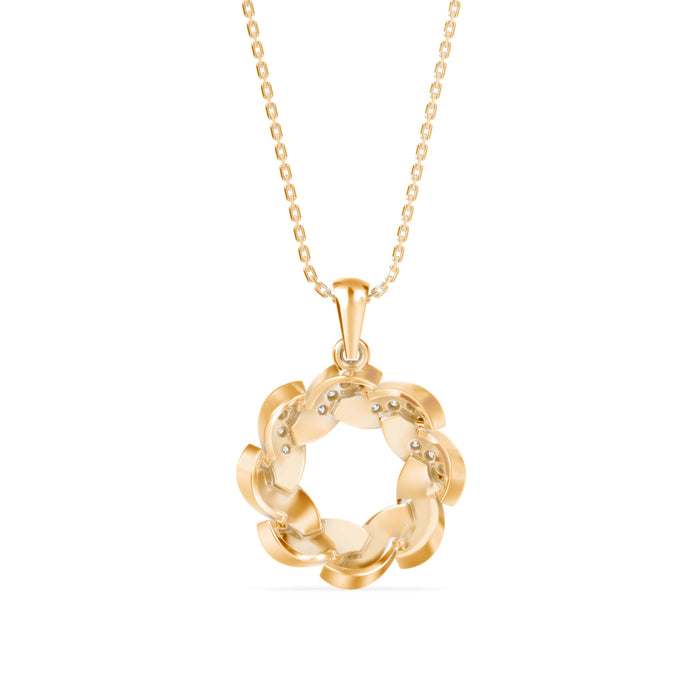 0.20Ct Swirling Circle Design Lab-Grown Diamond Gold Pendant Necklace